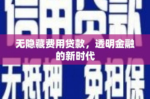 安康无隐藏费用贷款，透明金融的新时代
