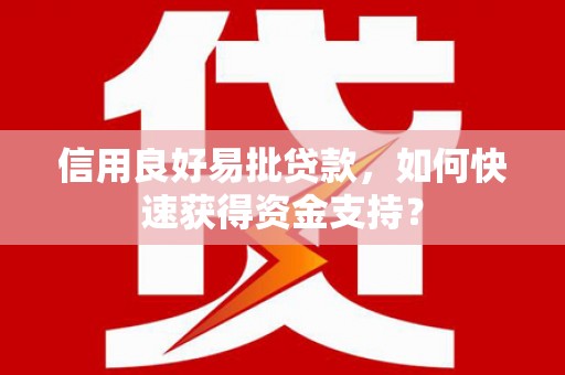 安康信用良好易批贷款，如何快速获得资金支持？