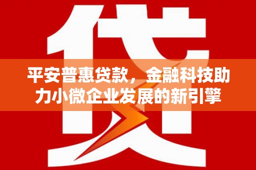 安康平安普惠贷款，金融科技助力小微企业发展的新引擎