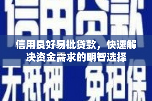 安康信用良好易批贷款，快速解决资金需求的明智选择