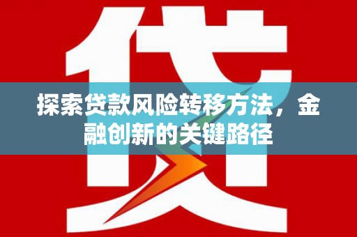 安康探索贷款风险转移方法，金融创新的关键路径