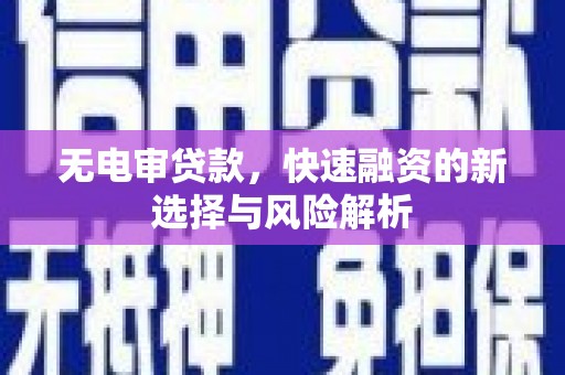 安康无电审贷款，快速融资的新选择与风险解析