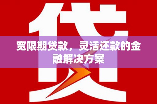 安康宽限期贷款，灵活还款的金融解决方案