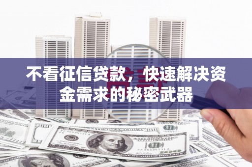 安康不看征信贷款，快速解决资金需求的秘密武器