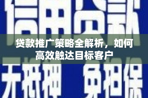 安康贷款推广策略全解析，如何高效触达目标客户