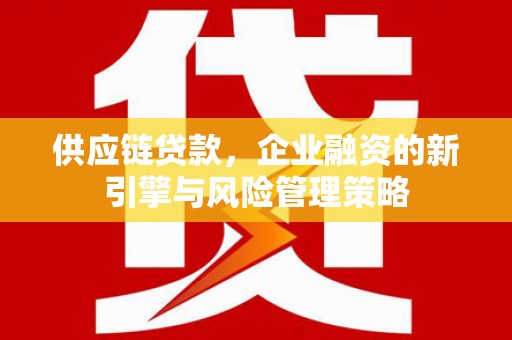 安康供应链贷款，企业融资的新引擎与风险管理策略