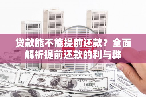 安康贷款能不能提前还款？全面解析提前还款的利与弊